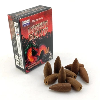 Благовония Dragon Blood BackFlow Cones Darshan 10шт/уп. Арома-конусы с обратным потоком Кровь Дракона (35867)