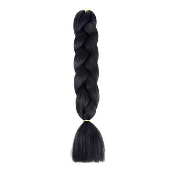 Канекалон Jumbo Braid однотонний чорний коса довжина 60 см Вага 100 грам Термостійкий 1#