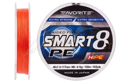 Шнур Favorite Smart PE 8x 150м #0.5/0.117мм 8lb/ 4.1кг (красно-оранжевый) (3200309001)