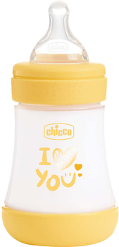 Пляшка для годування Chicco Perfect 5 Love пластикова антиколікова 0+ міс 150 мл Жовта (8058664153879)