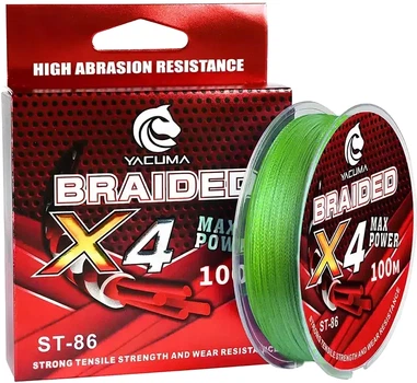 Шнур YACUMA 4-Braid 100 м 0.10 мм 5.5 кг Зеленый (YCM100-010)