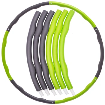 Обруч разборной 6 секций для похудения d-94 см 1,2 кг Хула Хуп Hula Hoop Zelart серо-салатовый K610