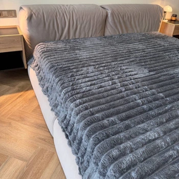 Плед-покрывало флисовый евро графит 200х220 Королевский Шарпей Colorful Home PVK3