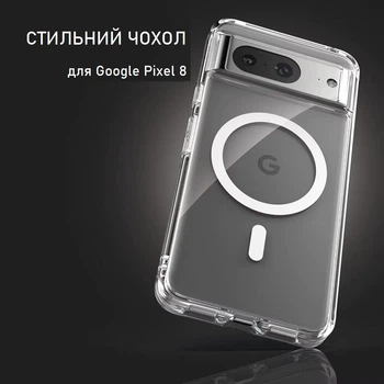 Прозорий магнітний чохол AeronGuard з MagSafe для Pixel 8 | Тонкий, ударостійкий, підтримка бездротової зарядки
