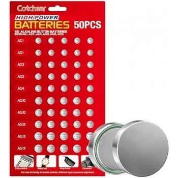 Батарейки кнопочные ASSORTED BUTTON BATTERIES 50 шт без ртути и токсичных веществ