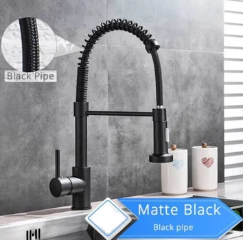Кухонный смеситель Matte Black гибкий кран 360 градусов вращения латунь