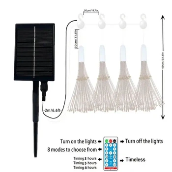 Светодиодные шаровые лампы Solar Starburst, светодиодные огни с дистанционным управлением, 8 режимами Теплый белый