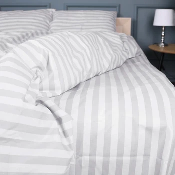 Простирадло на резинці MirSon євро 200x220+25 см Stripe 17-0600 White Gray Бязь (2200008048303)