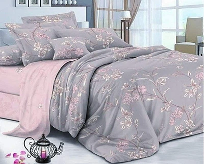 Комплект постільної білизни Sweet-Dream Женева 200 х 215 см євро сірий