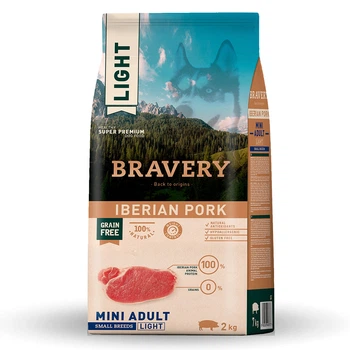 BRAVERY Iberian Pork Mini Adult LIGHT,сухий корм для дор.собак дрібних порід,зі свининою по -іберійськи Легка 2kg