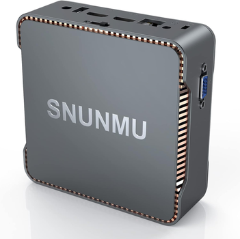 Мини ПК SNUNMU GK3V / Intel Celeron J4125 / RAM 12GB / SSD 256GB / 2 x HDMI / LAN / Wi-Fi 5 / Bluetooth 4.2 / Windows 11 / Серый