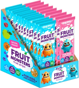 Упаковка фруктовой пастилы Demi Fruit Monsters с малиновым соком 15 г х 30 шт (4820280821951)
