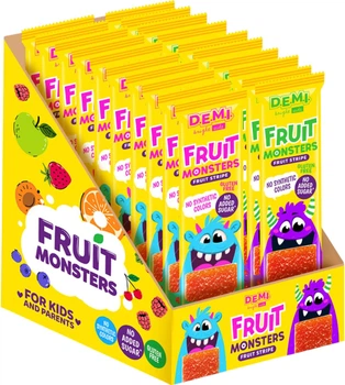Упаковка фруктовой пастилы Demi Fruit Monsters с клубничным соком 15 г х 40 шт (4820280821944)