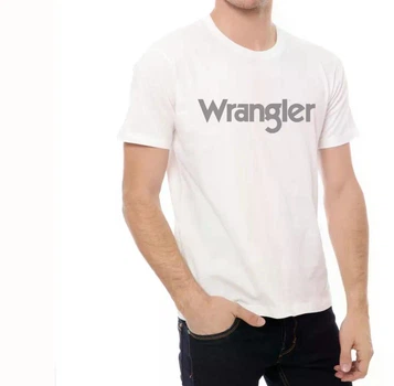 Підліткова бавовняна футболка для хлопців Wrangler з написом, білого кольору розмір L (14-16)