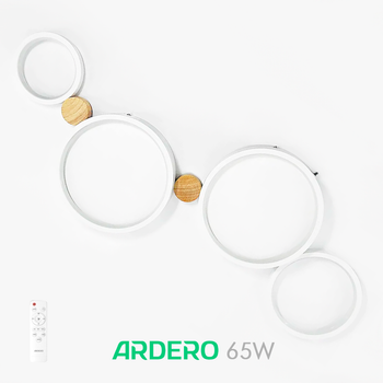 Люстра AL6194-1ARD SCANDY 65Вт белая с деревом Ardero 3000-6500К 4550Lm светодиодная с пультом ДУ 750х210мм