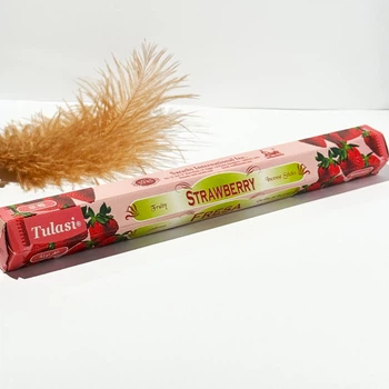 Аромапалочки пыльцевое благовоние клубника шестигранник Tulasi Strawberry Incense Stiks