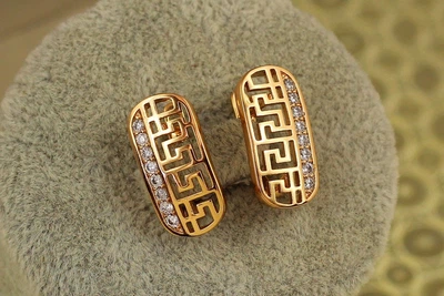 Сережки Xuping Jewelry міф з грецьким візерунком 1.9 см золотисті