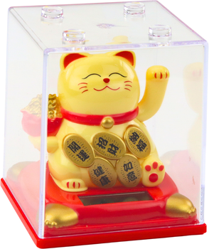 Figurka Lean Toys Chiński kot szczęścia w gablocie beżowy 9.5 cm (24556) (801269139544)