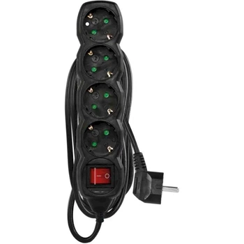 Мережевий фільтр Emos PC1425R з вимикачем 16А 4 розетки кабель 5м Black