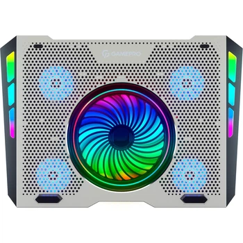 Подставка для ноутбука GamePro CP1270 с охлаждением 5 вентиляторов USB хаб RGB Silver