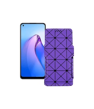 Чохол-книжка з екошкіри для телефону OPPO Reno 8 Фіолетовий ромб