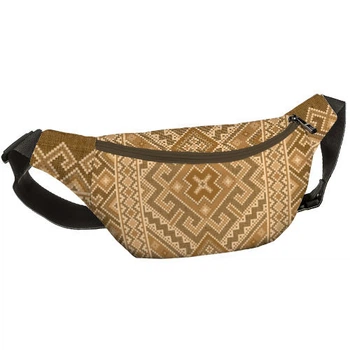 Сумка бананка через плече та на пояс Bumbag Коричневий український орнамент 27х16 см