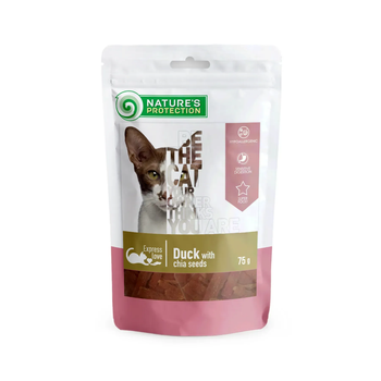 Лакомство для кошек, снеки с уткой и чиа, Nature's Protection snack for cats with duck with chia seeds, 75г