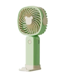 Портативный мини аккумуляторный вентилятор ручной Handheld Fan KLW-F8 с подставкой для телефона 5 Вт Салатовый
