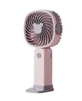 Портативный мини аккумуляторный вентилятор ручной Handheld Fan KLW-F8 с подставкой для телефона 5 Вт Розовый