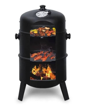 Садова коптильня на вугільному грилі з костром Maltec Coal Curron SmokeHouse GM8000 + Термометр