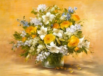 Алмазна мозаїка, Літній букет (GU_189495) 30 х 40 см, Діамантові ручки