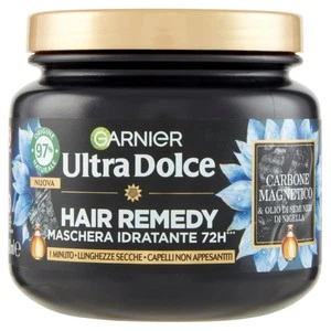 Зволожувальна маска для жирної шкіри голови та сухих кінчиків Garnier Ultra Dolce Carbone Magnetico maschera idratante (з олією чорного тмину та вугіллям) 340 мл
