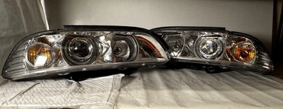 Передні тюнінг фари ліва+права хром з кільцями BMW 5 E39 1996 -2003