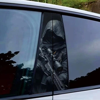 Наклейка на стойку авто 2шт - Чёрный снайпер