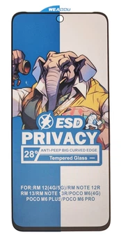Защитное стекло Elephant Privacy для Xiaomi Redmi 12 анти-шпион black