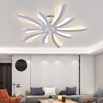 Потолочная LED люстра 54W Interees с акриловыми плафонами 3000-6400К с пультом белая IP20 V X6041-5 WT