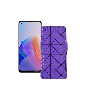 Чохол-книжка з екошкіри для телефону OPPO Reno 7 Lite Фіолетовий ромб