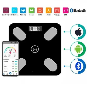 Ваги підлогові Bluetooth електронні розумні з додатком на телефон 26x26см Domotec ART-2017 7382