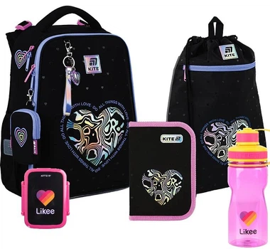 Шкільний набір 5 в 1 Kite Education Love is SET_K25-531M-2 (рюкзак, пенал, сумка, пляшечка, ланчбокс)