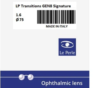 Линза для очков фотохромная Le Perle 1.6 Transitions GEN8 Signature (4-89%) PERFETTO Ø75 S-2.25 C-0.00
