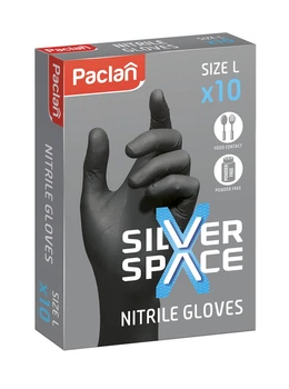 Перчатки Paclan Silver Space черные нитриловые размер L 10 шт