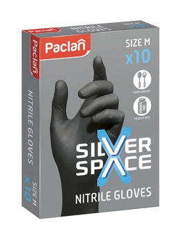 Перчатки Paclan Silver Space черные нитриловые размер М 10 шт