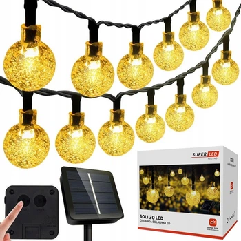 Солнечная гирлянда 30 LED-шариков, SuperLED Soli — длина 5,5 м, теплый белый свет, IP65, датчик сумерков, 5283