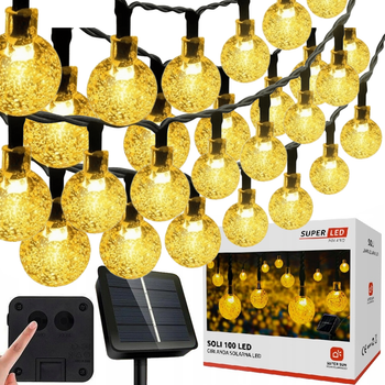 Солнечная гирлянда 100 LED-шариков, SuperLED Soli — длина 19 м, теплый белый свет, IP65, датчик сумерков, 5276