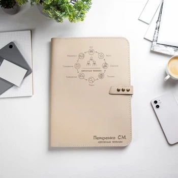 Статусная кожаная папка с гравировкой имени руководителя, A4, Beige, WoodPresent