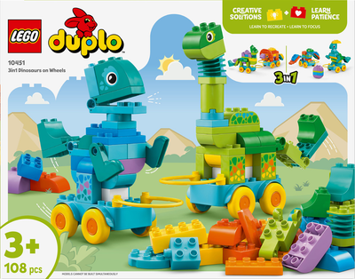Конструктор LEGO DUPLO Town Динозавры на колесах 3в1 108 деталей (10451)