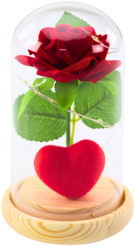 Wieczna róża w kolbie Lena Toys Led czerwona z serduszkiem 14x8 cm (5905991037330)