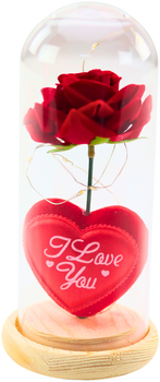 Wieczna róża w kolbie Lena Toys Led czerwona z serduszkiem 18.5x8 cm (5905991037354)