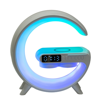 Портативная колонка Bluetooth 15 Вт с RGB подсветкой и функцией зарядки белая