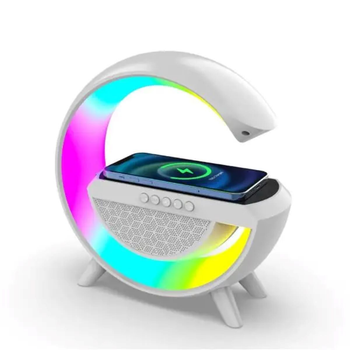 Портативная колонка с RGB подсветкой и беспроводной зарядкой Bluetooth 20 Вт белая